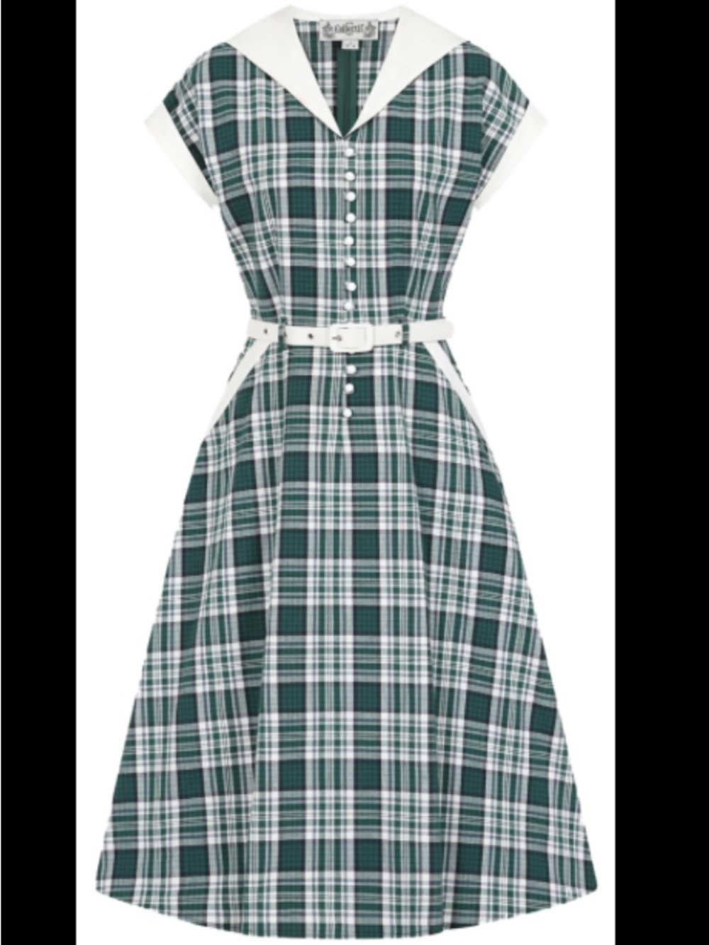 NWT 4X/UK22 Marjorie Emerald Check Swing Dress